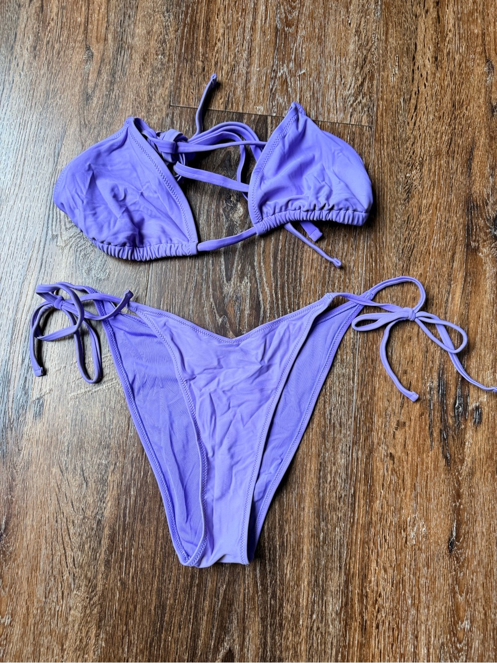 Aerie Lilac Tie-Side Triangle Bikini Set